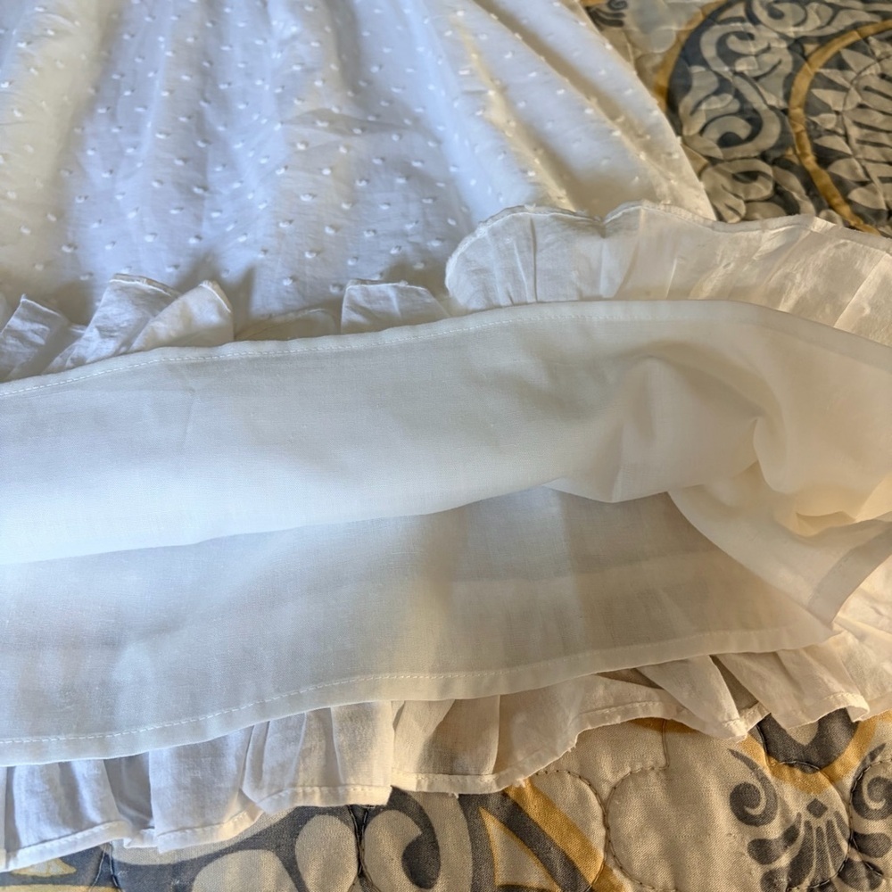 Abound Prairie Pintuck Button Square Neck White Mini Dress, Medium - Picture 8 of 14